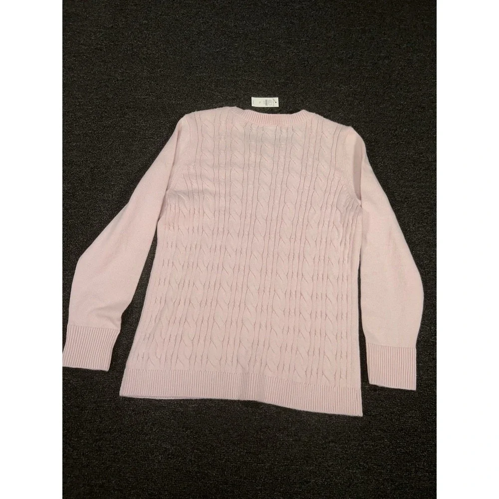 New‎ Talbots Sweater Women's Petite Large PL Pink Cable Knit Preppy Pullover